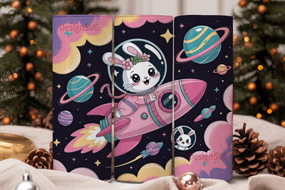 Bunny Astronaut Space 20oz Tumbler Wrap Sublimation DesignSVG 