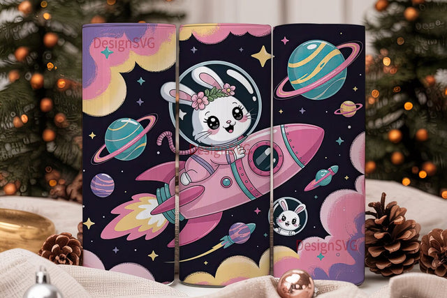 Bunny Astronaut Space 20oz Tumbler Wrap Sublimation DesignSVG 