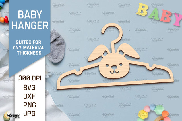 Bunny Baby Hanger Laser Cut. Kids Clothes Hanger SVG SVG Evgenyia Guschina 
