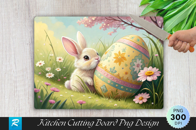 Bunny Behind the Egg Sublimation Cutting Board Design Sublimation Regulrcrative 