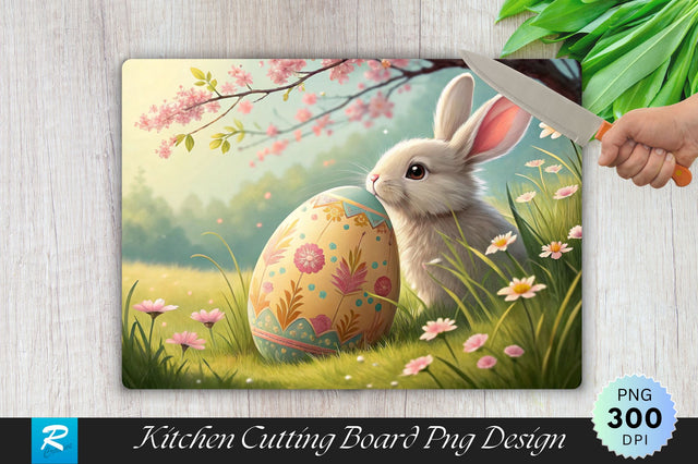 Bunny Behind the Egg Sublimation Cutting Board Design Sublimation Regulrcrative 