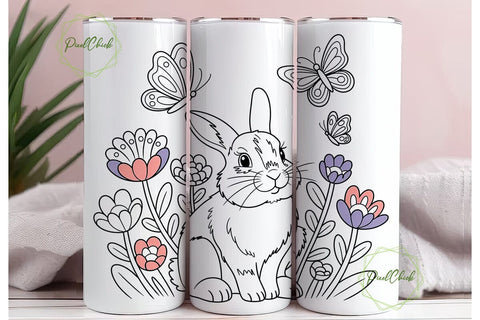 Bunny & Butterflies 20oz Tumbler Wrap Sublimation PixelChick 