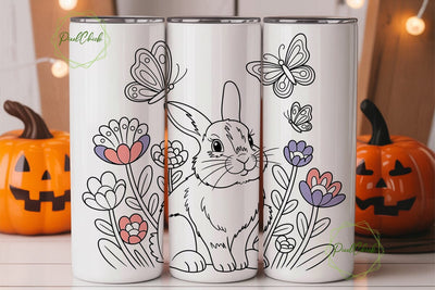 Bunny & Butterflies 20oz Tumbler Wrap Sublimation PixelChick 