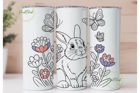 Bunny & Butterflies 20oz Tumbler Wrap Sublimation PixelChick 