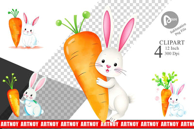 Bunny Carrot Clipart Sublimation artnoy 