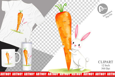 Bunny Carrot Clipart Sublimation artnoy 