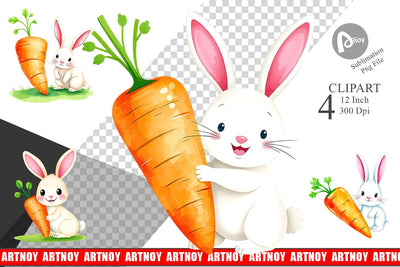 Bunny Carrot Clipart Sublimation artnoy 