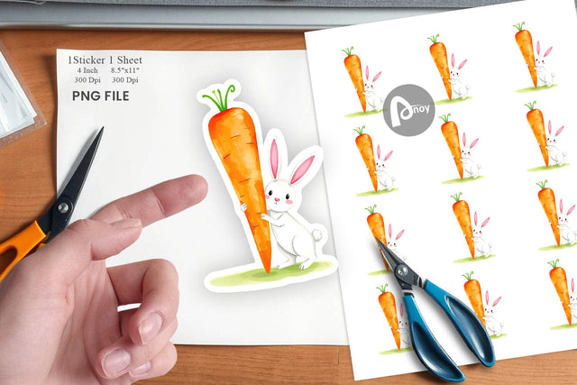Bunny Carrot Sticker Sublimation artnoy 