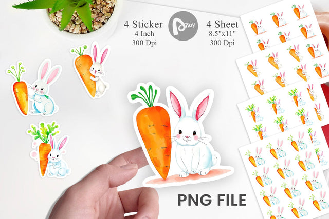 Bunny Carrot Sticker Sublimation artnoy 