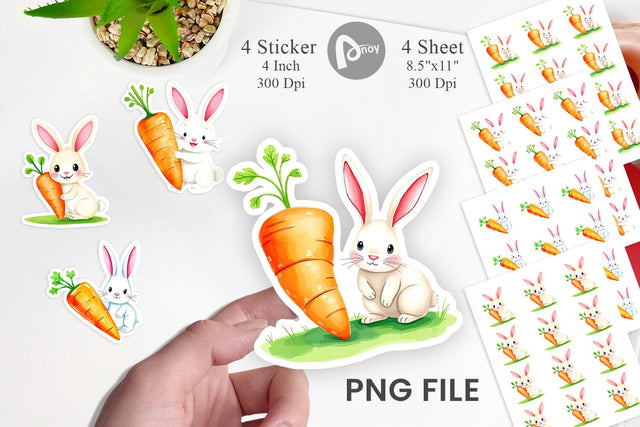 Bunny Carrot Sticker Sublimation artnoy 