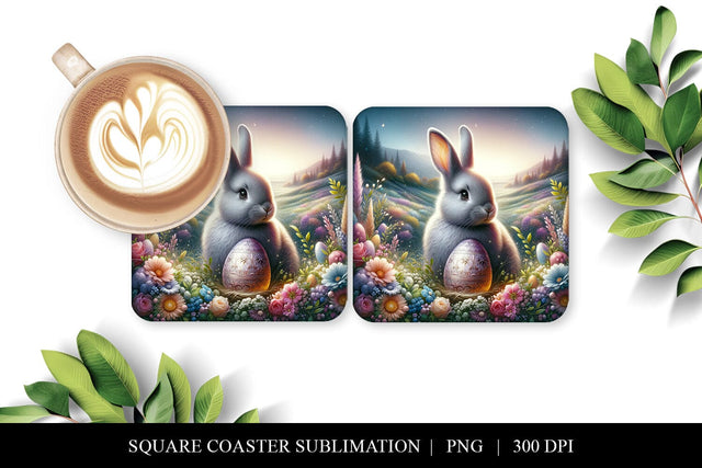 Bunny Coaster Design | Fantasy Easter Sublimation PNG Sublimation BijouBay 
