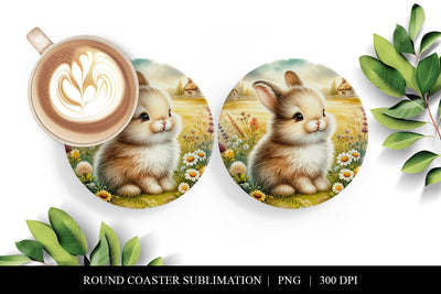 Bunny Coffee Coaster Design, Digital Sublimation Files Sublimation BijouBay 