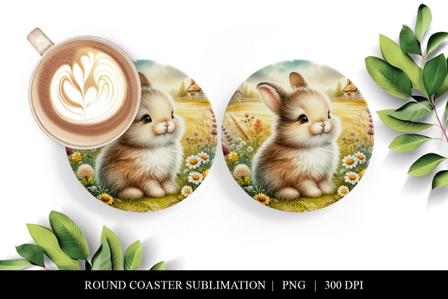 Bunny Coffee Coaster Design, Digital Sublimation Files Sublimation BijouBay 