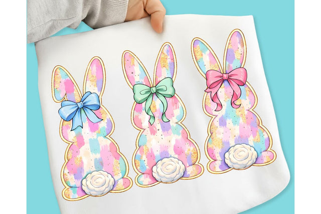 Bunny Coquette Bow PNG, Brushstroke bunny easter PNG, Happy Easter PNG Sublimation DesignPlante 503 