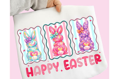 Bunny Coquette Bow PNG, Brushstroke bunny easter PNG, Happy Easter PNG Sublimation DesignPlante 503 