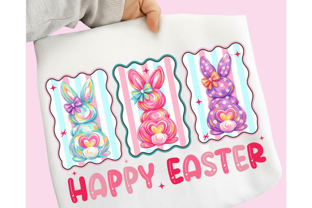Bunny Coquette Bow PNG, Brushstroke bunny easter PNG, Happy Easter PNG Sublimation DesignPlante 503 