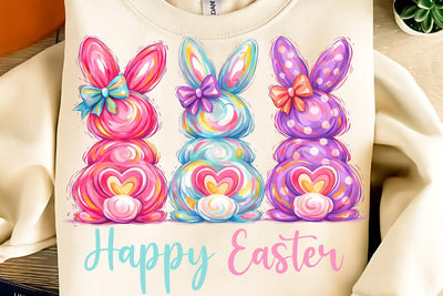 Bunny Coquette Bow PNG, Brushstroke bunny easter PNG, Happy Easter PNG Sublimation DesignPlante 503 
