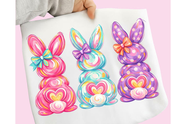 Bunny Coquette Bow PNG, Brushstroke bunny easter PNG, Happy Easter PNG Sublimation DesignPlante 503 