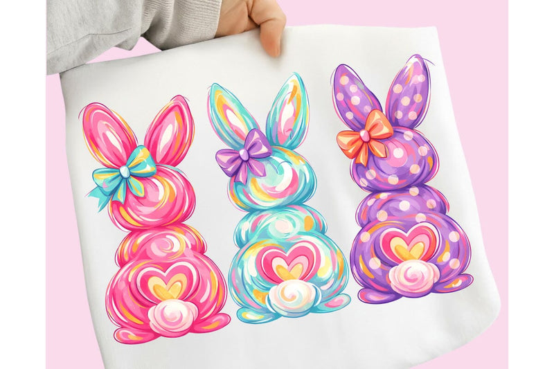Bunny Coquette Bow PNG, Brushstroke bunny easter PNG, Happy Easter PNG Sublimation DesignPlante 503 