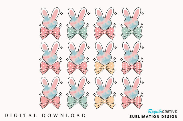 Bunny Coquette Bow PNG, Pink Easter Bunny Coquette PNG, Happy Easter PNG, Glitter Easter Coquette PNG, Retro Easter PNG, Floral Spring PNG, Girls Easter Doodle Sublimation Regulrcrative 
