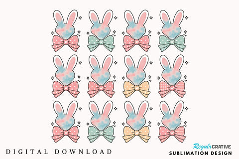 Bunny Coquette Bow PNG, Pink Easter Bunny Coquette PNG, Happy Easter PNG, Glitter Easter Coquette PNG, Retro Easter PNG, Floral Spring PNG, Girls Easter Doodle Sublimation Regulrcrative 
