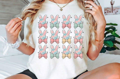 Bunny Coquette Bow PNG, Pink Easter Bunny Coquette PNG, Happy Easter PNG, Glitter Easter Coquette PNG, Retro Easter PNG, Floral Spring PNG, Girls Easter Doodle Sublimation Regulrcrative 