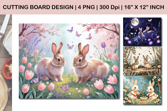 Bunny cutting board, rabbit design, spring kitchen decor Sublimation Paper Switch 