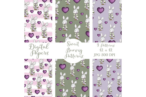 Bunny Digital Papers, Bunny drawing, Nursery, Scrapbooking, Easter, seamless digital paper, cute bunny design, journals, diy cards Digital Pattern Willow Paige Farms 
