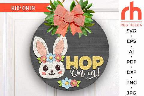 Bunny Door Sign SVG, Easter Welcome Hanger Cut File SVG RedHelgaArt 