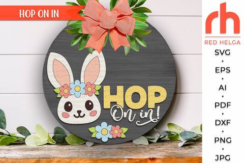 Bunny Door Sign SVG, Easter Welcome Hanger Cut File SVG RedHelgaArt 