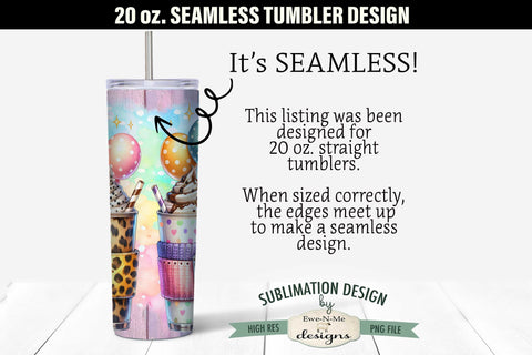 Bunny Ears Easter Raccoon with Coffee 20 oz Seamless Tumbler Sublimation Ewe-N-Me Designs 