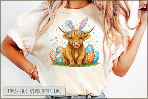 Bunny Ears Highland Cow Sublimation Sublimation Shetara Begum 