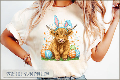 Bunny Ears Highland Cow Sublimation Sublimation Shetara Begum 