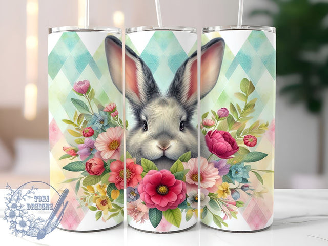 Bunny Ears Tumbler Wrap, Boho Floral Design, Spring Tumbler Wrap, 20oz Sublimation Wrap, Digital Download Tumbler, Easter Drinkware, Cute Bunny Art, Floral Spring Design Sublimation ToriDesigns 