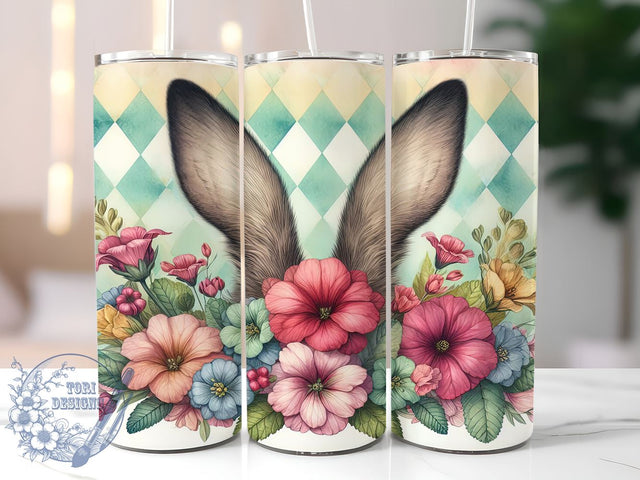 Bunny Ears Tumbler Wrap, Boho Floral Design, Spring Tumbler Wrap, 20oz Sublimation Wrap, Digital Download Tumbler, Easter Drinkware, Cute Bunny Art, Floral Spring Design Sublimation ToriDesigns 