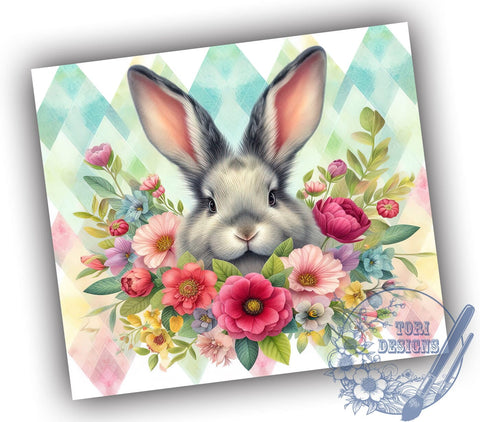 Bunny Ears Tumbler Wrap, Boho Floral Design, Spring Tumbler Wrap, 20oz Sublimation Wrap, Digital Download Tumbler, Easter Drinkware, Cute Bunny Art, Floral Spring Design Sublimation ToriDesigns 