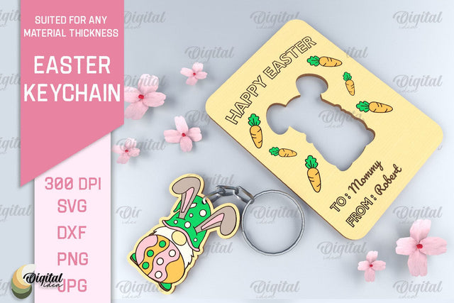 Bunny Easter Keychain SVG. Easter Keyring Laser Cut SVG Evgenyia Guschina 