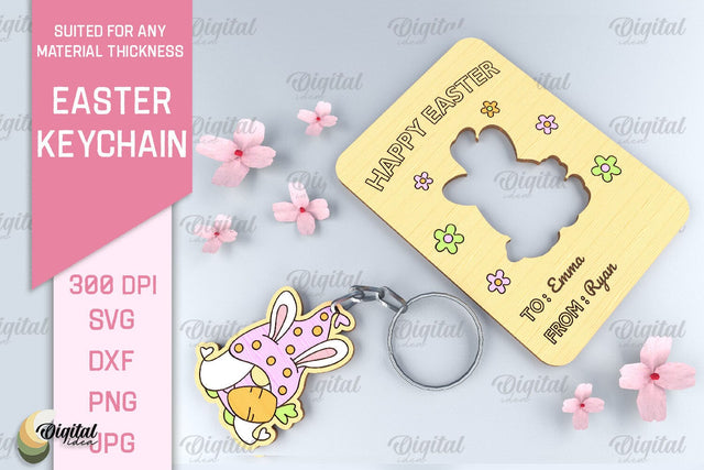 Bunny Easter Keychain SVG. Easter Keyring Laser Cut SVG Evgenyia Guschina 