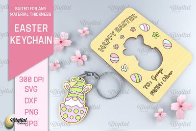 Bunny Easter Keychain SVG. Easter Keyring Laser Cut SVG Evgenyia Guschina 