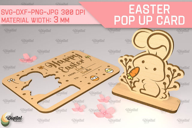 Bunny Easter Pop Up Card SVG. Greeting Easter Card Laser Cut SVG Evgenyia Guschina 
