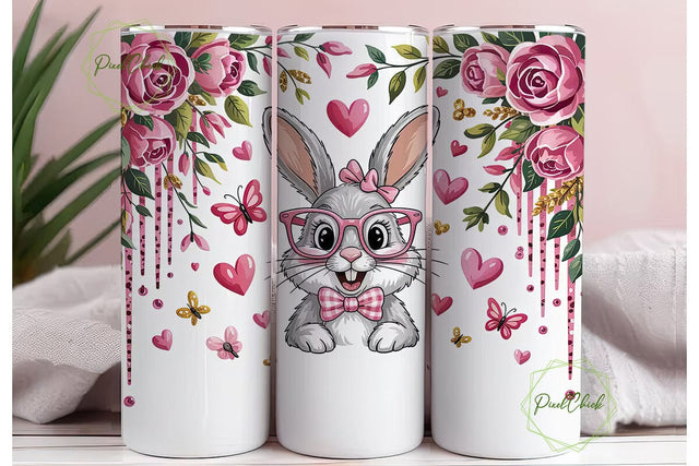 Bunny Easter Tumbler Wrap PNG Sublimation PixelChick 