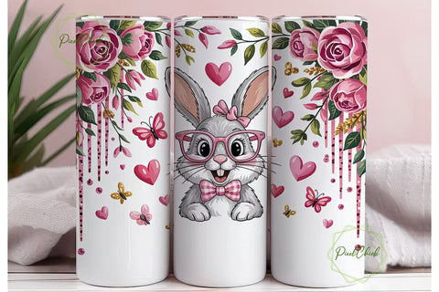 Bunny Easter Tumbler Wrap PNG Sublimation PixelChick 
