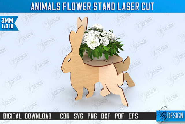 Bunny Flower Stand | Garden Design | Home Decor | Flower Holder | CNC File SVG Fly Design 