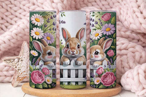Bunny Garden 20oz Tumbler Wrap Sublimation DesignSVG 