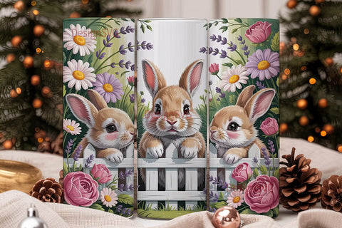 Bunny Garden 20oz Tumbler Wrap Sublimation DesignSVG 
