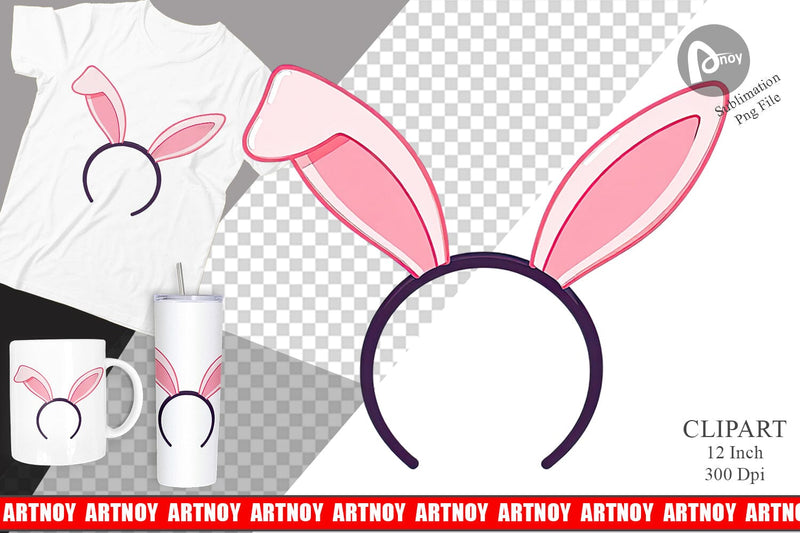 Bunny Headband Clipart Sublimation artnoy 