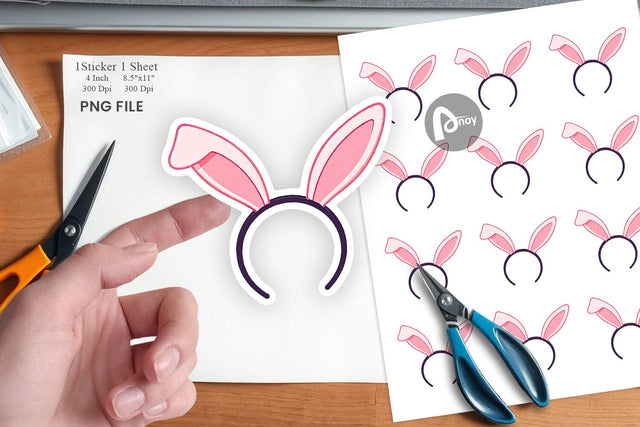 Bunny Headband Sticker Sublimation artnoy 