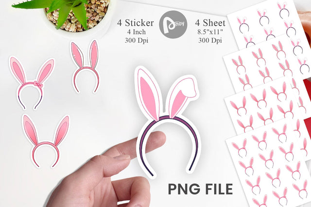 Bunny Headband Sticker Sublimation artnoy 