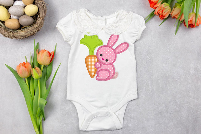 Bunny Holding Carrot Applique Embroidery Embroidery/Applique DESIGNS Designed by Geeks 