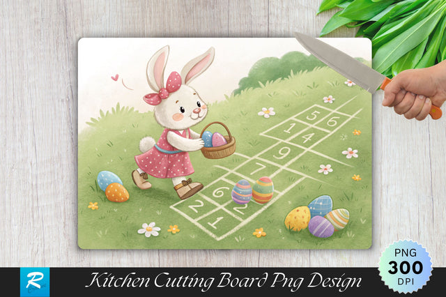 Bunny Hopscotch Cutting Board PNG Design Sublimation Regulrcrative 